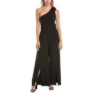 Gracia Womens One-Shoulder Jumpsuit, Black